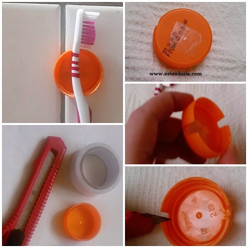 Plastik Kapaklarla Diş Fırçası Tutacağı Yapımı Resimli Anlatım