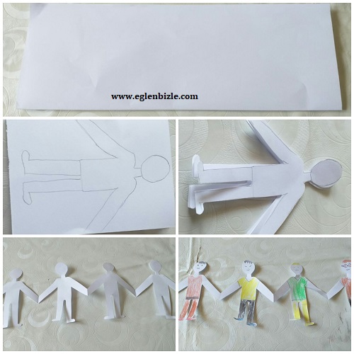 Kağıttan El Ele Tutuşan Çocuk Yapımı Resimli Anlatım