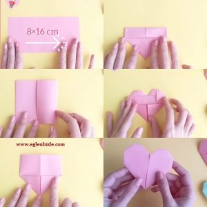 Origami Kalp Yapımı Resimli Anlatım