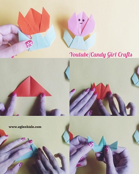Origami Lale Yapımı Resimli Anlatım