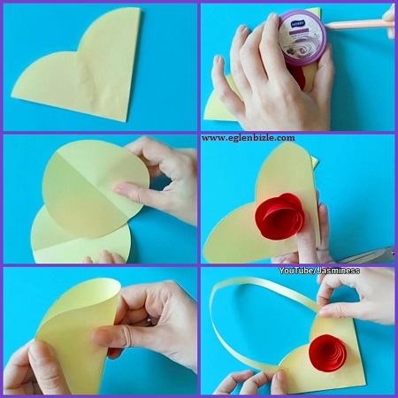 Kağıttan Kalpli Çanta Yapımı Resimli Anlatım